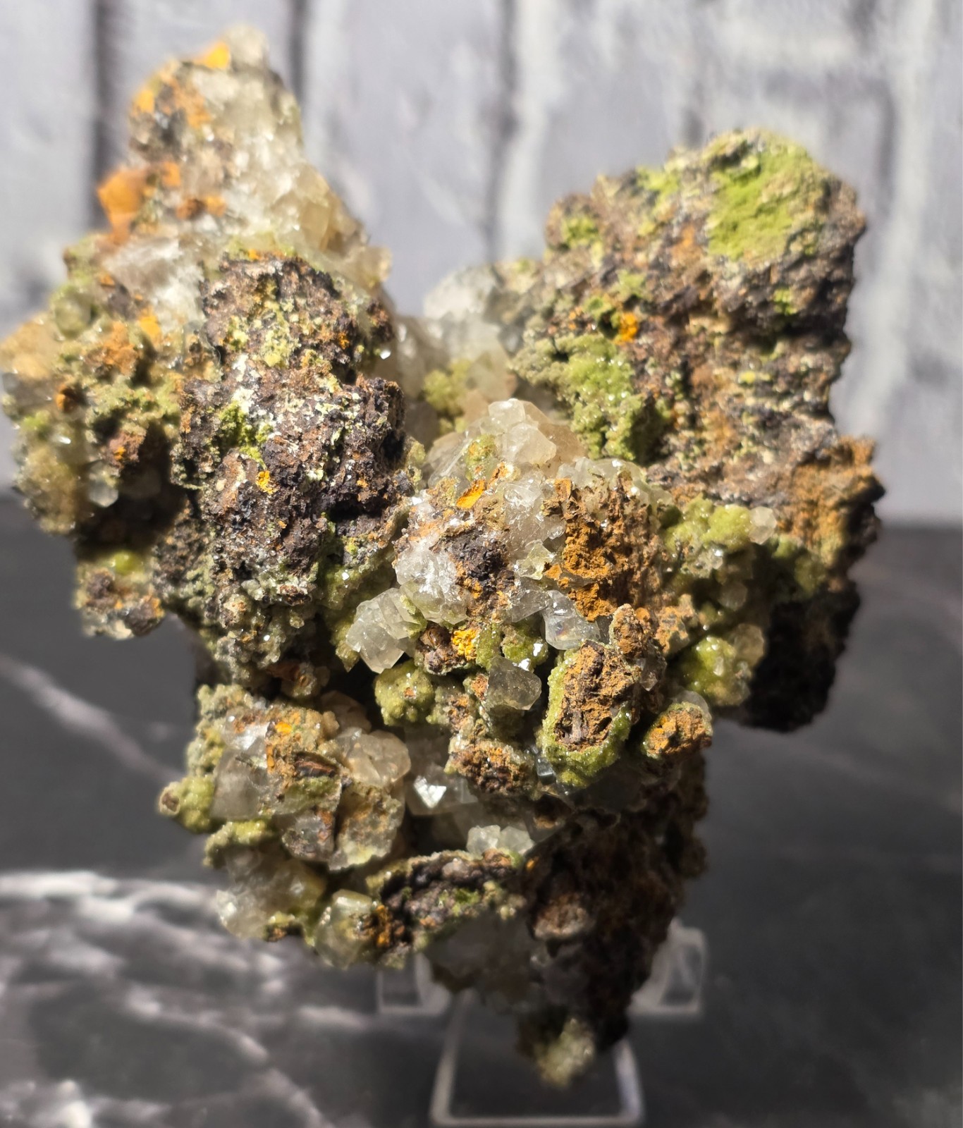Green Mimetite with Calcite Mexico Crystal Mineral Specimen 216g Collector