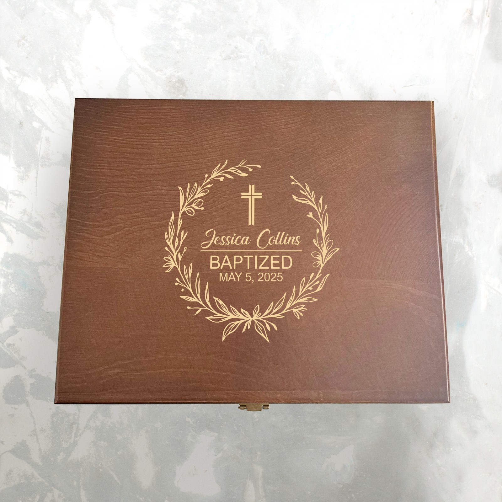 Engraved baptism box, Personalized baptism keepsake box, Godparent baptism gift