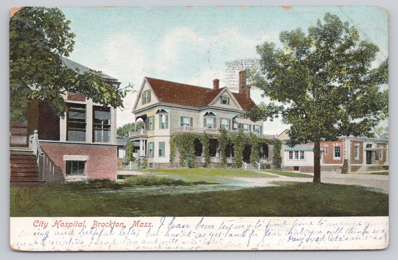 1907 Brockton, Mass. City Hospital Vintage Postcard - Metropolitan News Co.