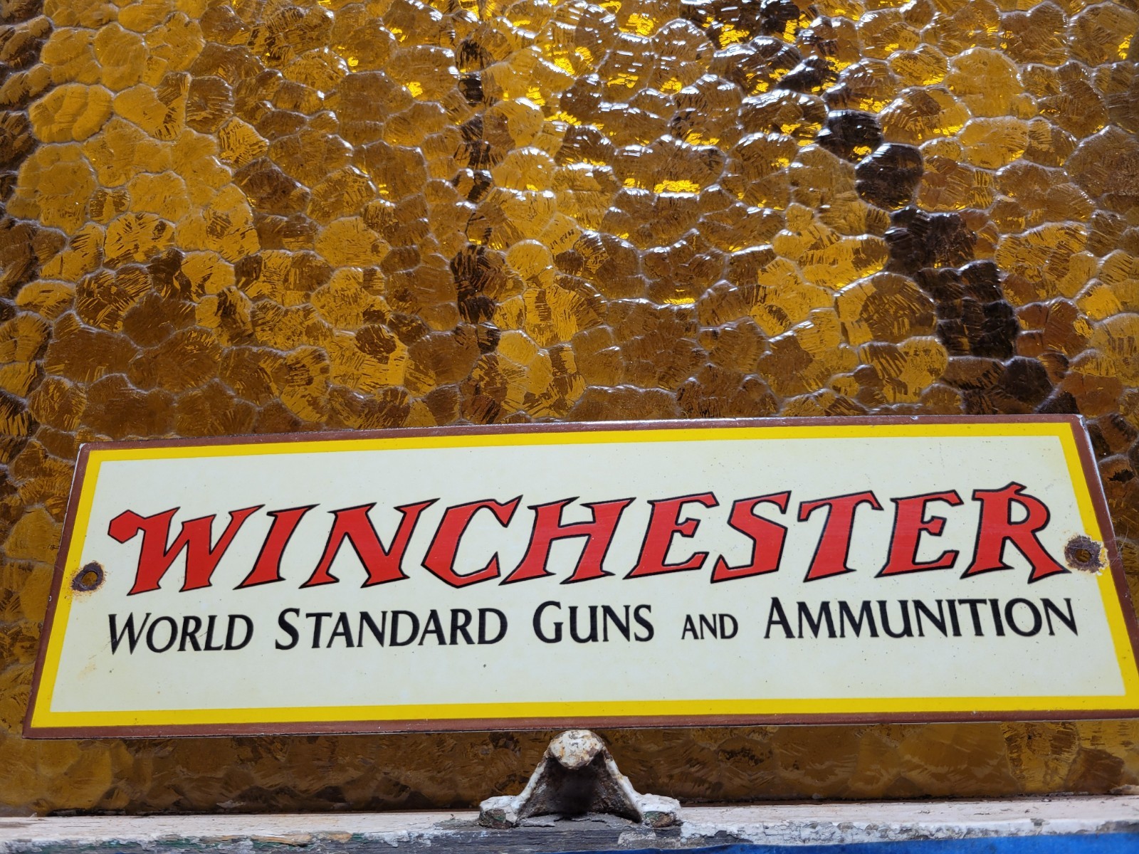 VINTAGE WINCHESTER PORCELAIN SIGN OLD FIREARMS AMMUNITION GUN AMMO RIFLE HUNTING