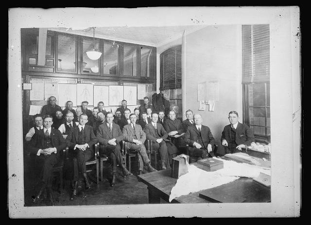 Photo:1910s Office Meeting Group Portrait Men Interior Photograph