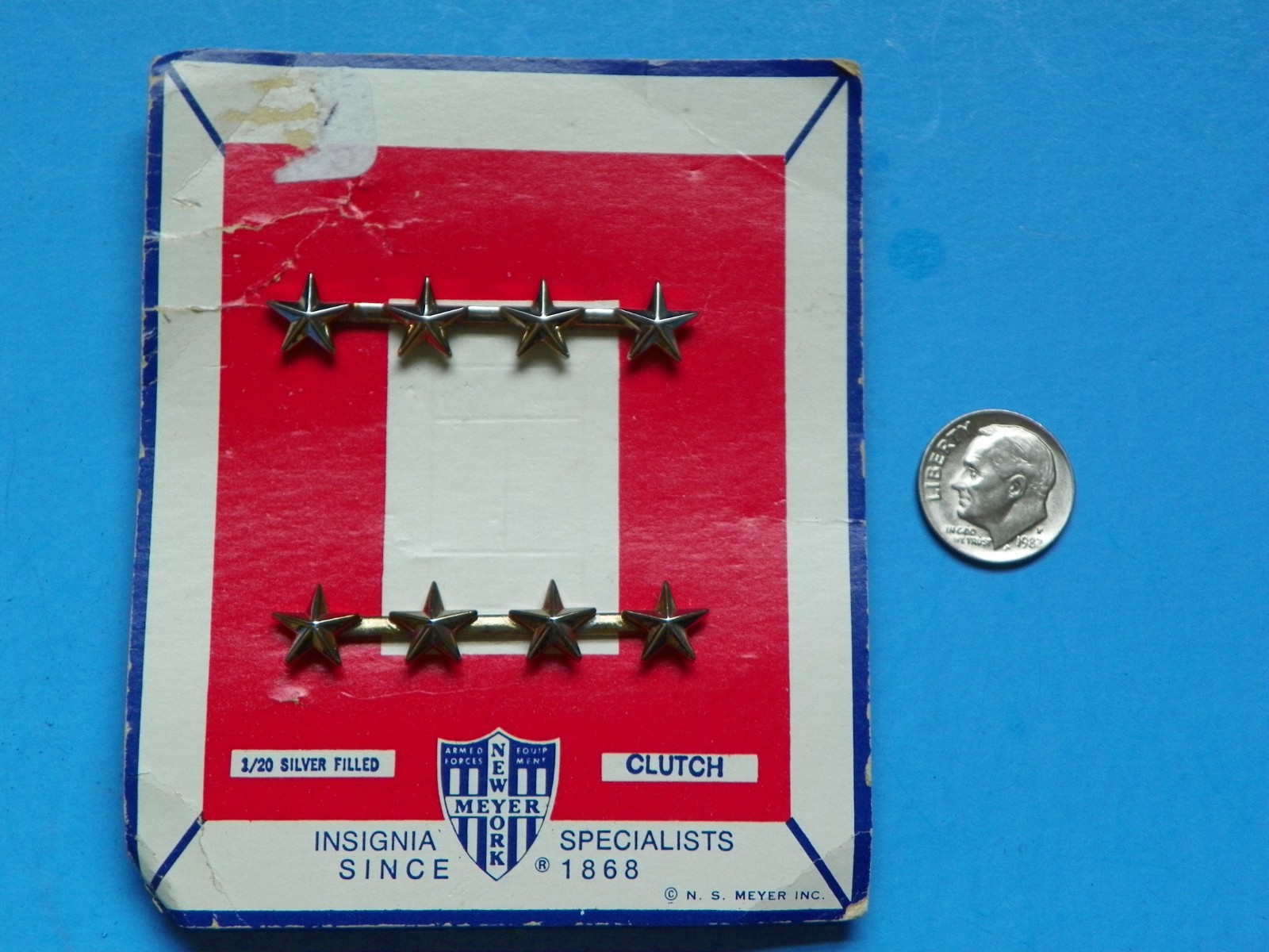 WWII ORIGINAL MATCHED PAIR OF 4 STAR GENERAL OFFICER\'S INSIGNIA\'S-MAKER MARKED WWII ORIGINAL MATCHED PAIR OF 4 STAR GENERAL OFFICER\'S INSIGNIA\'S-MAKER MARKED
