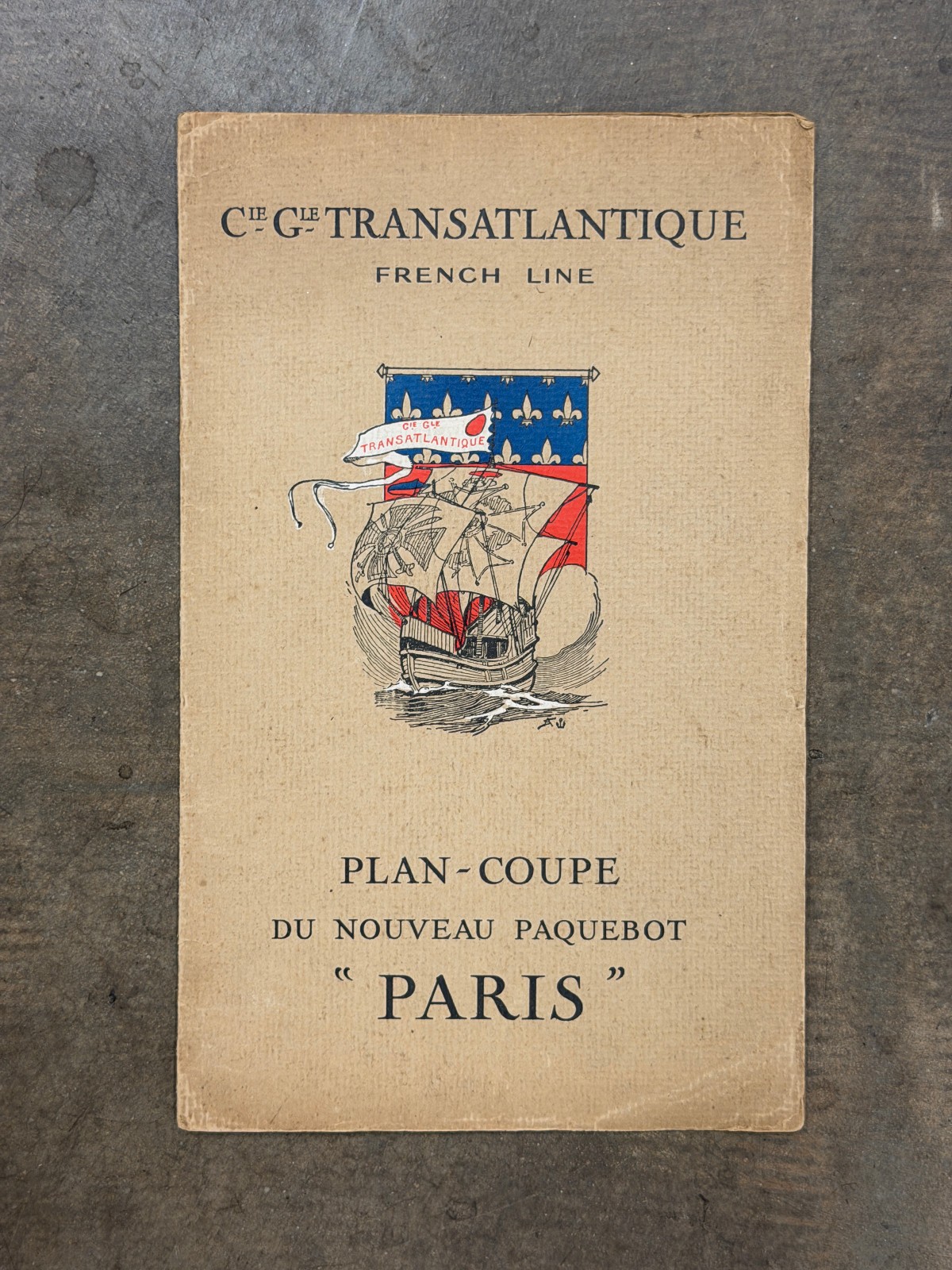 Antique Rare 1921 Albert Sebille SS Paris - French Line Brochure Lithograph