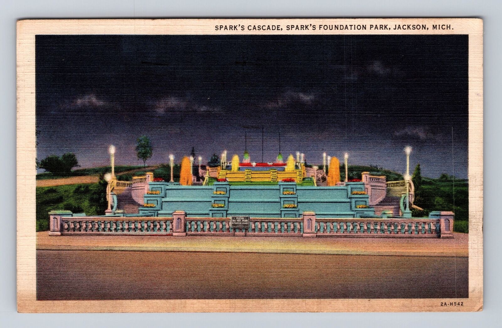 Jackson MI-Michigan, Sparks Foundation Park, Sparks Cascade, Vintage Postcard