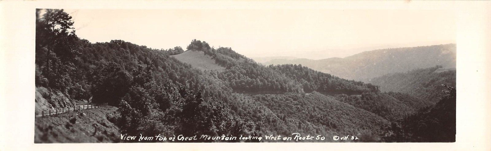 RPPC View Cheat Mountain Route 50 West Virgina Panoramic Photo Postcard