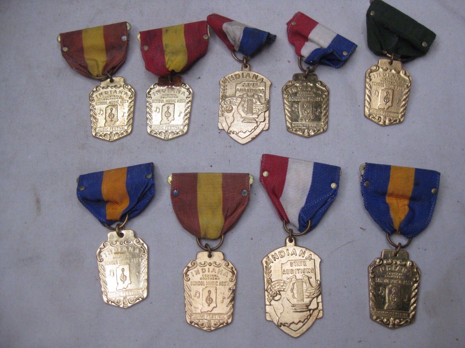9 vintage INDIANA SCHOOL MUSIC ASS'N Festivals medals pin award metal medal lot