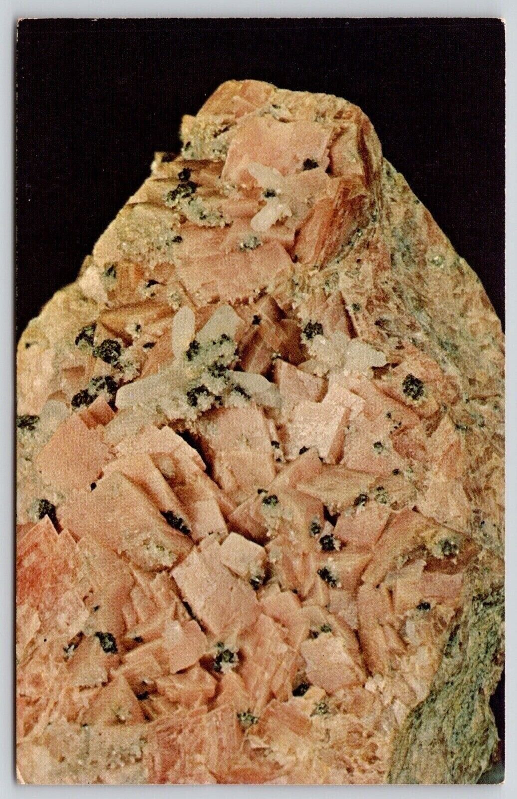 Postcard Pink Rhodochrosite Crystals Quartz Marcasite Butte MT Montana UNP VTG