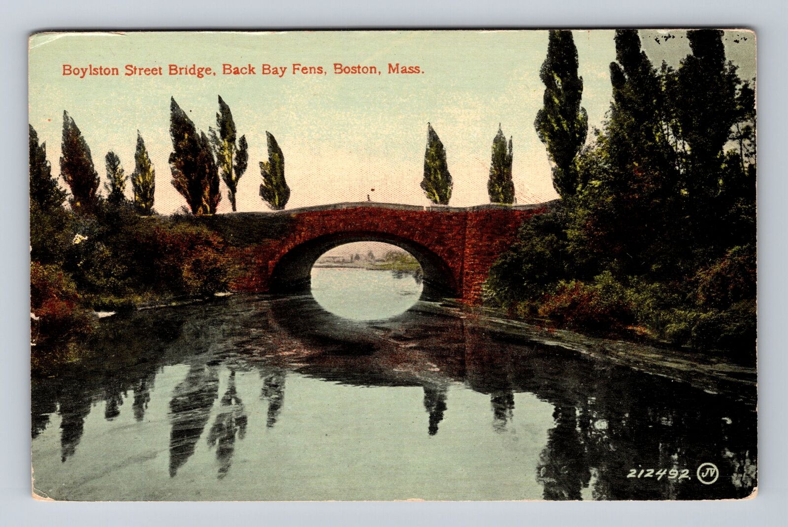 Boston MA-Massachusetts, Boylston Street Bridge, Back Bay Fens Vintage Postcard