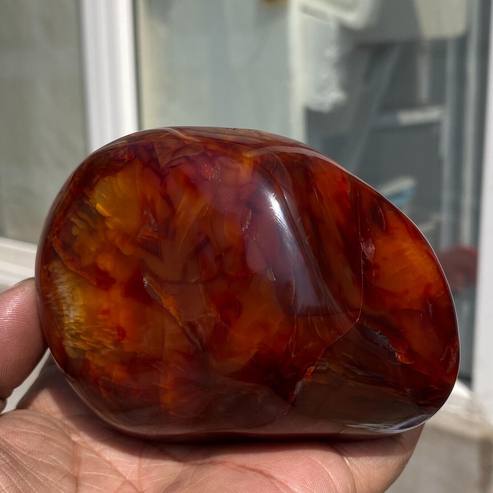 503g Large Red Agate Natural Chalcedony Quartz Crystal Palm Stone Specimen