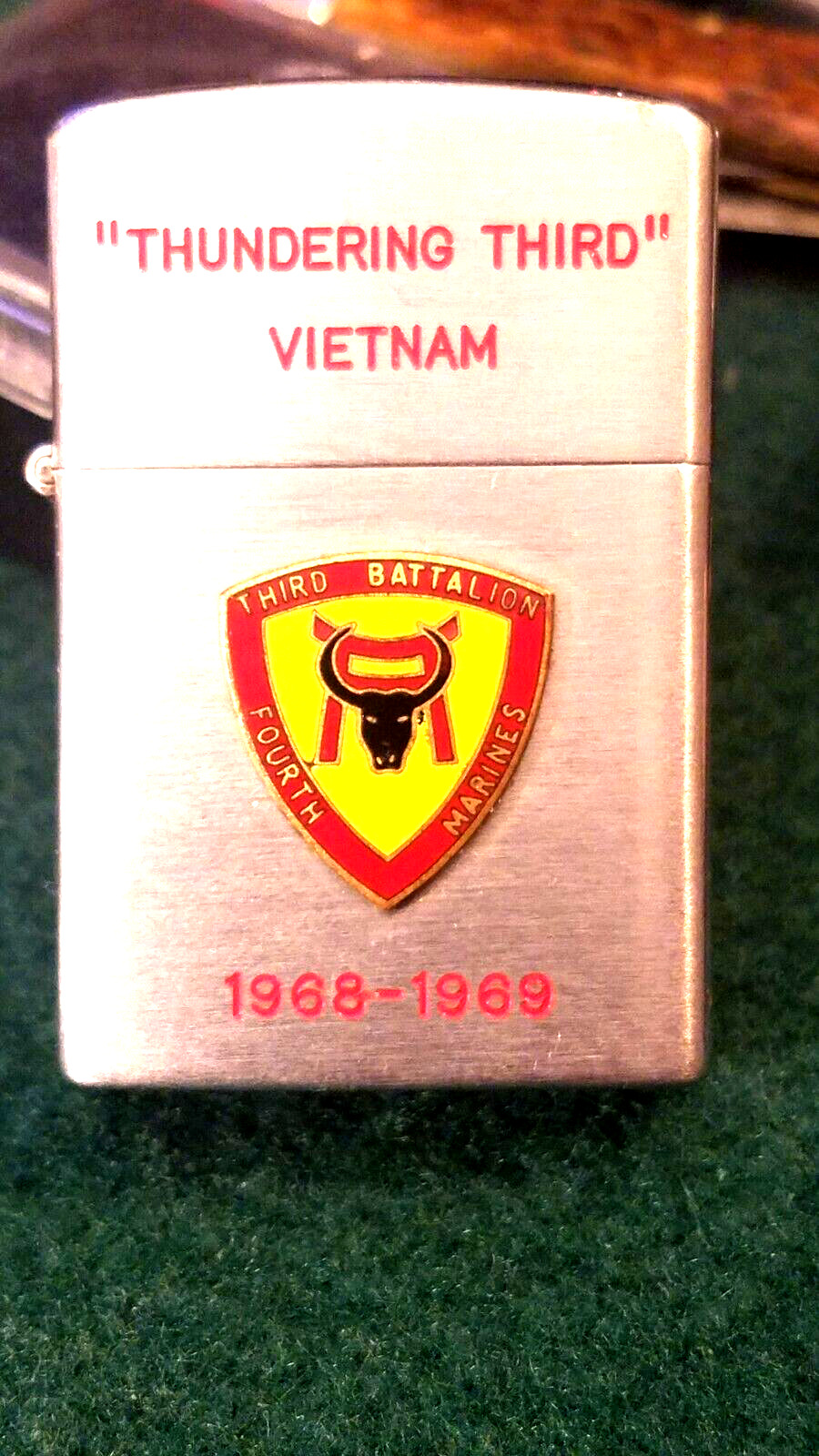 Vintage THIRD BATTALION  FOURTH MARINES Full Size Lighter - Japan Made Used