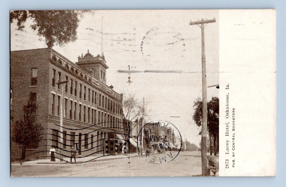 1908. LACEY HOTEL. OSKALOOSA, IOWA. POSTCARD FX24