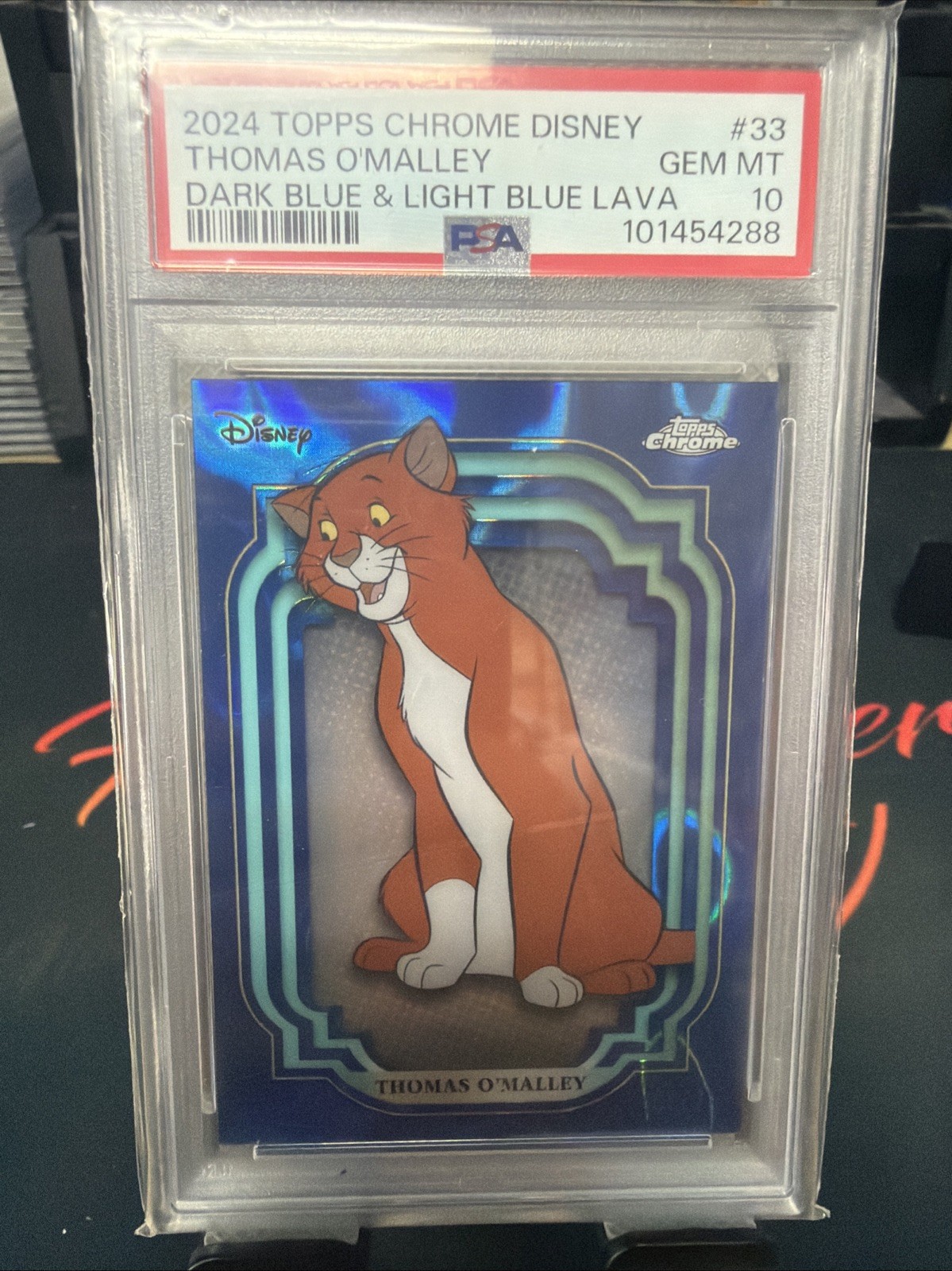 2024 TOPPS CHROME DISNEY THOMAS O’MALLEY DARK BLUE & LIGHT BLUE LAVA PSA 10 /75