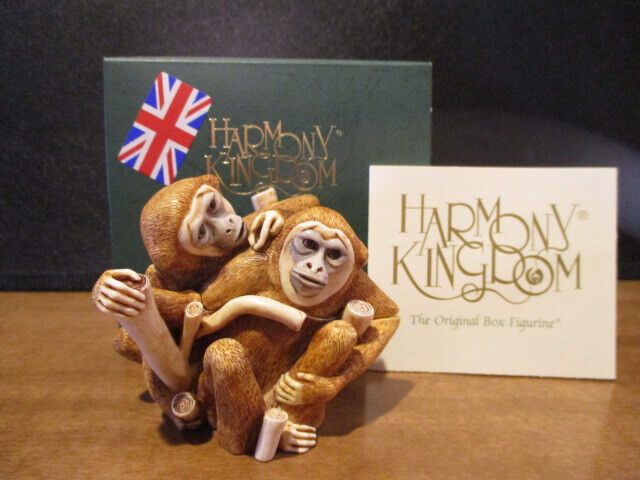 Harmony Kingdom Brotherly Love Gibbons Embrace UK Made Box Figurine LE 200 RARE