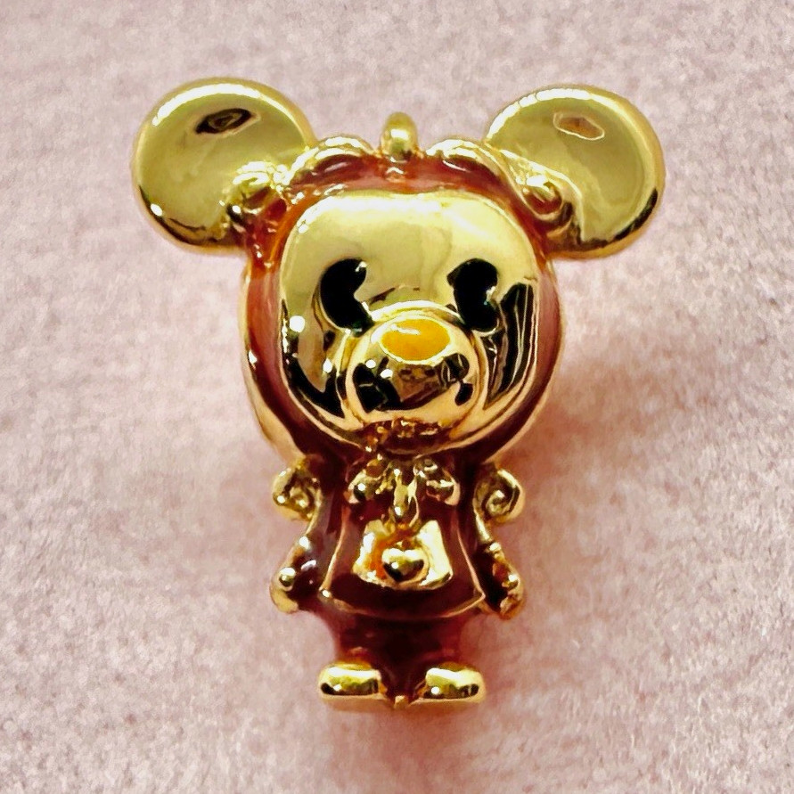 Disney Mickey Mouse as Cogsworth Gold-Tone Charm Bead Silver S925 Disney Mickey Mouse as Cogsworth Gold-Tone Charm Bead Silver S925