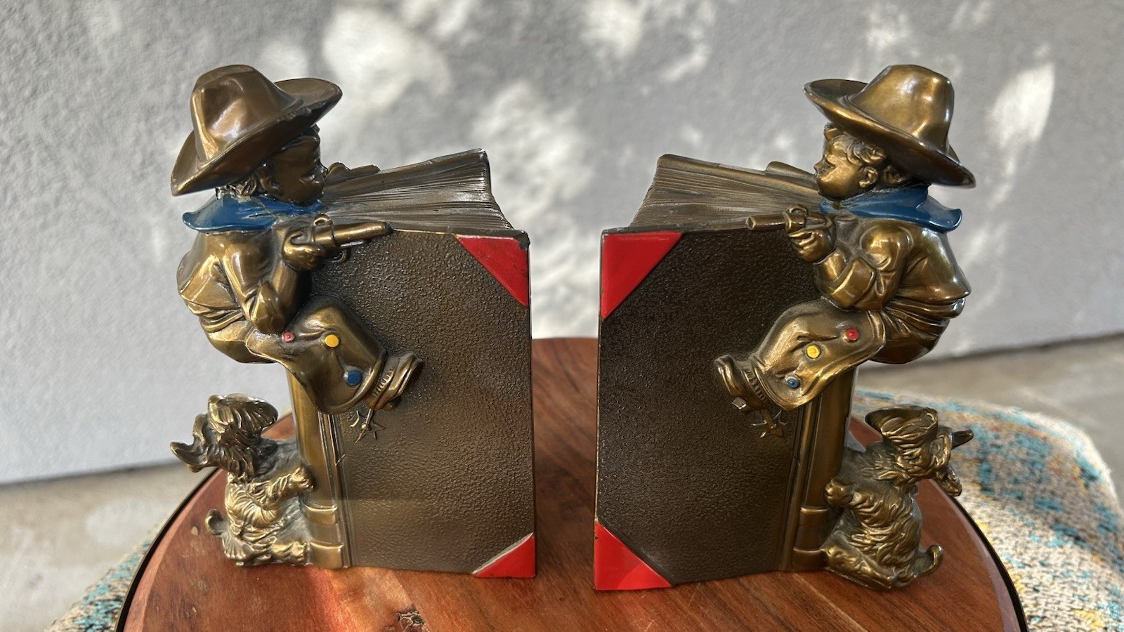 Antique K & O 1930s Pair Little Cowboy Bronze Bookends~Kronheim & Oldenbusch