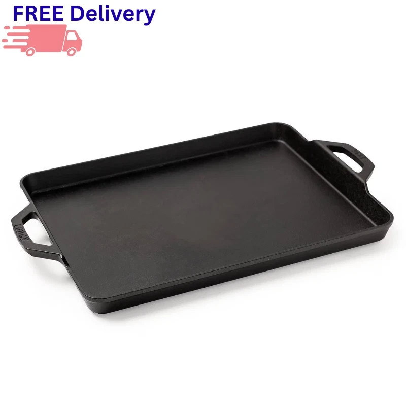Seasoned Cast Iron Multi-Use Griddle Baking Pan Stovetop Oven Grill Flat-Top BBQ