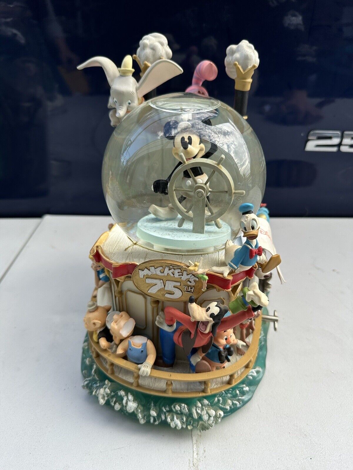 Disney Mickey’s 75th Anniversary Steamboat Ride SnowGlobe Musical 3D