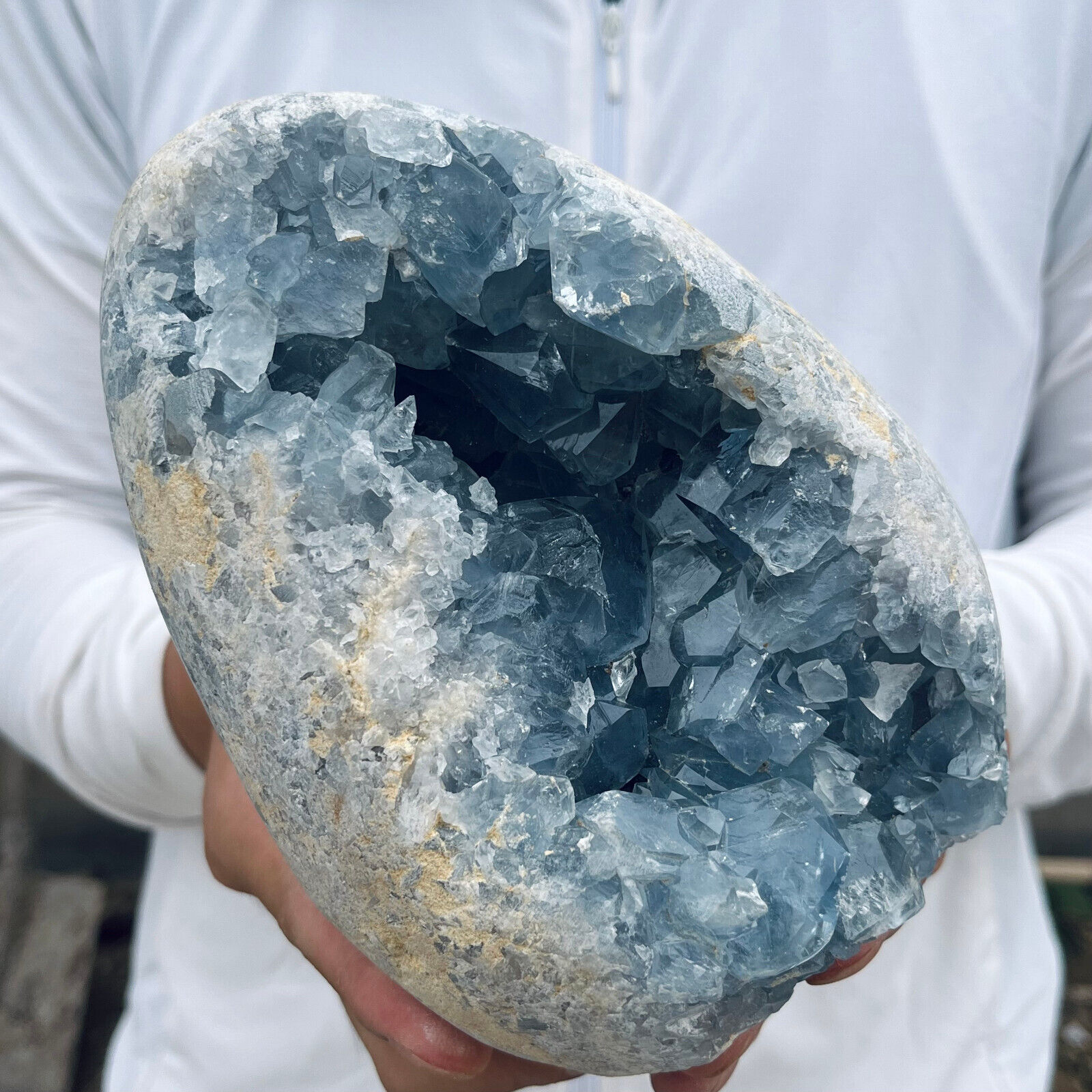 6.9lb Large Natural Blue Celestite Crystal Geode Quartz Cluster Mineral Specimen