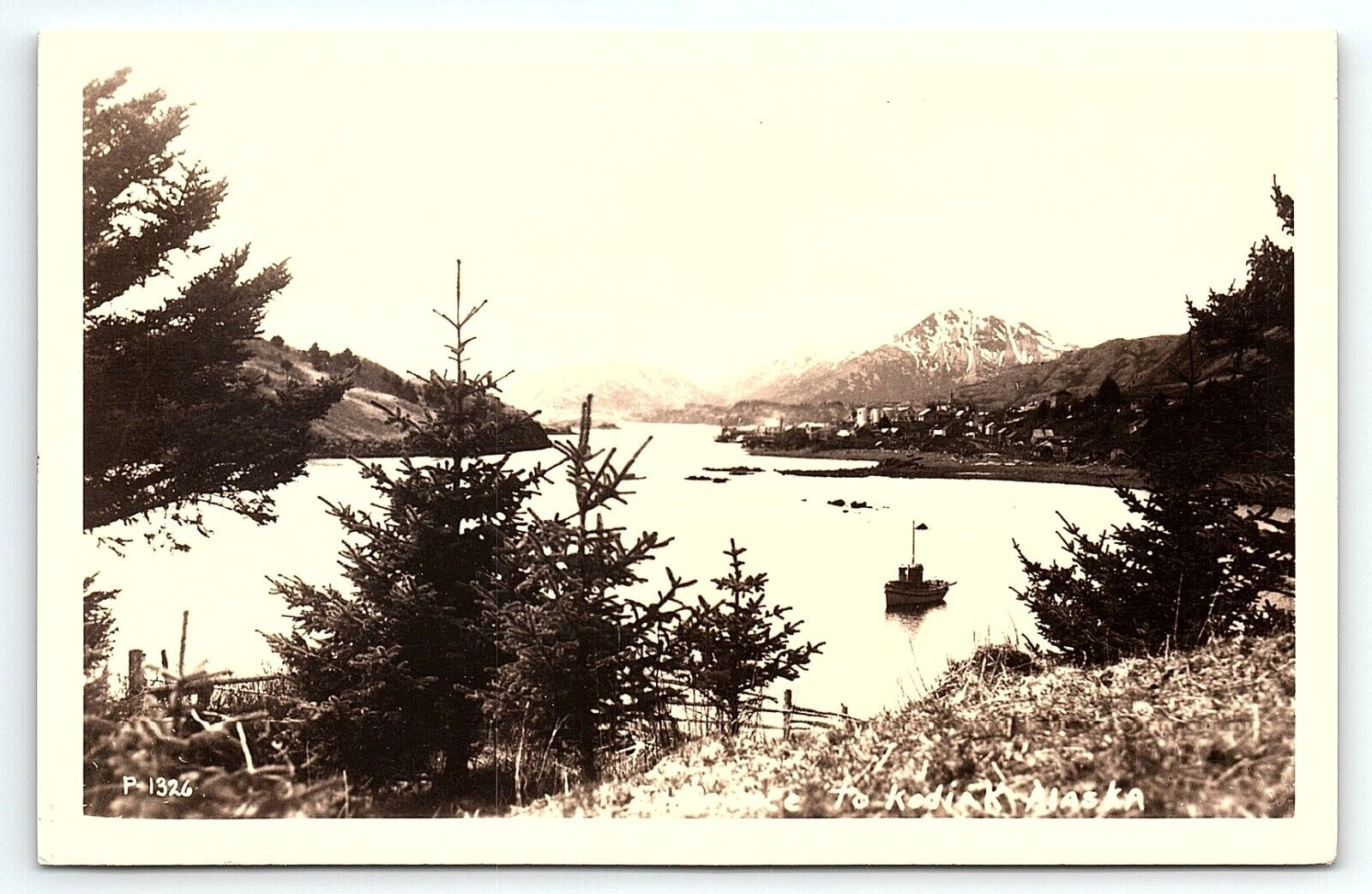 1930s ALASKA ENTRANCE TO KODIAK ALASKA UNPOSTED PHOTO RPPC POSTCARD P3894