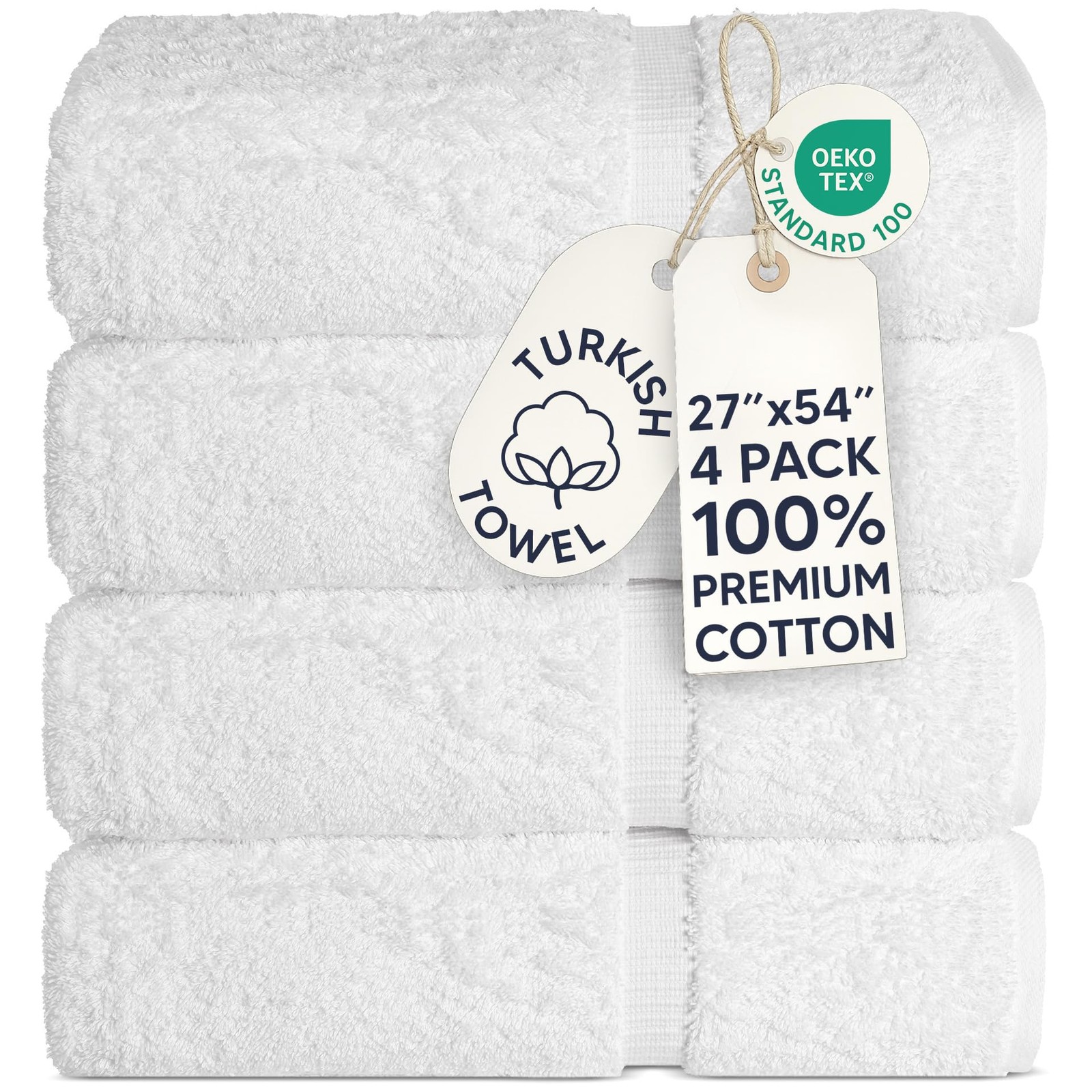 Bath Towel Set 100 Cotton Luxury Turkish - 4 Piece