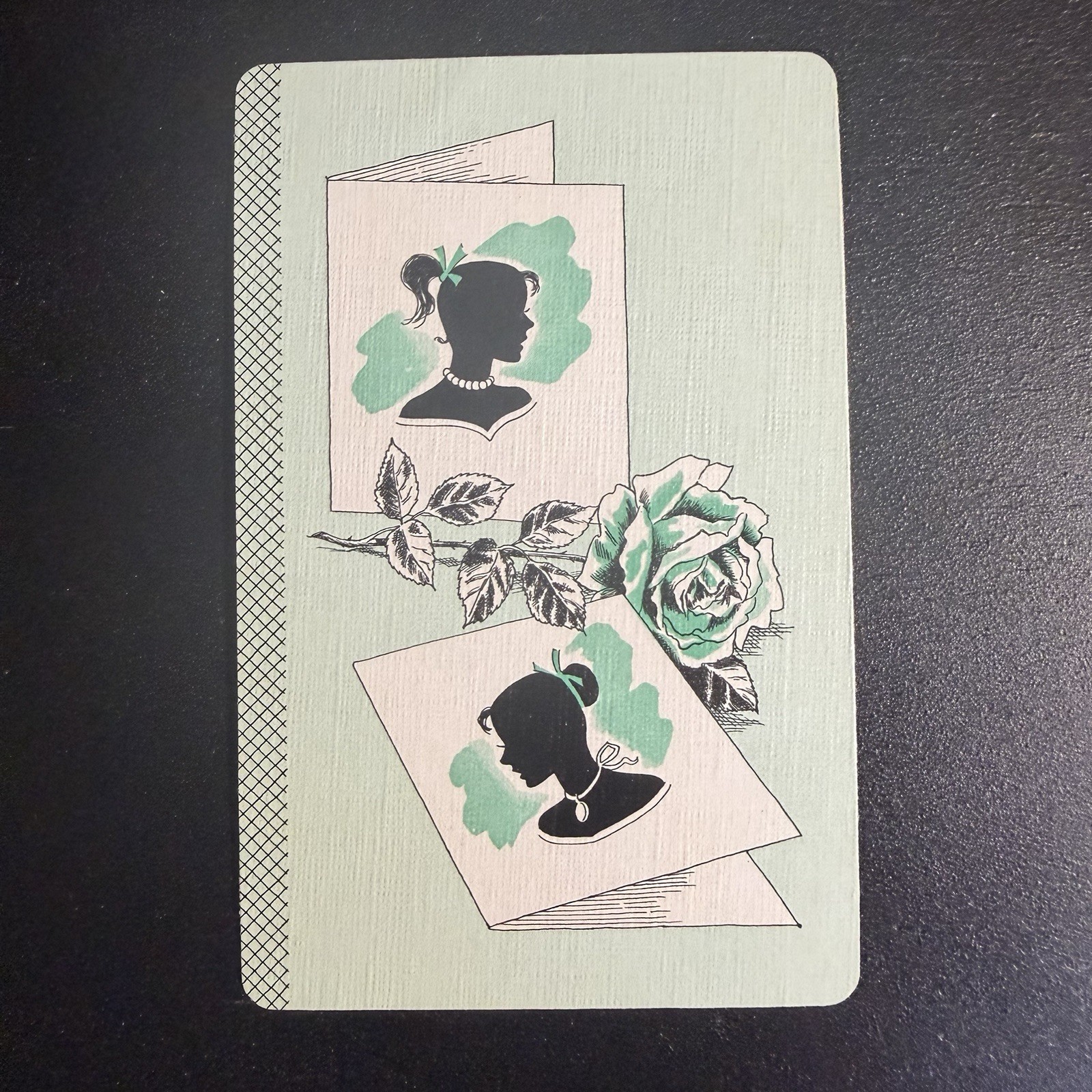 Greeting Card/Birthday Card Lady Silhouette Single Swap Playing Card -c. 1950s 