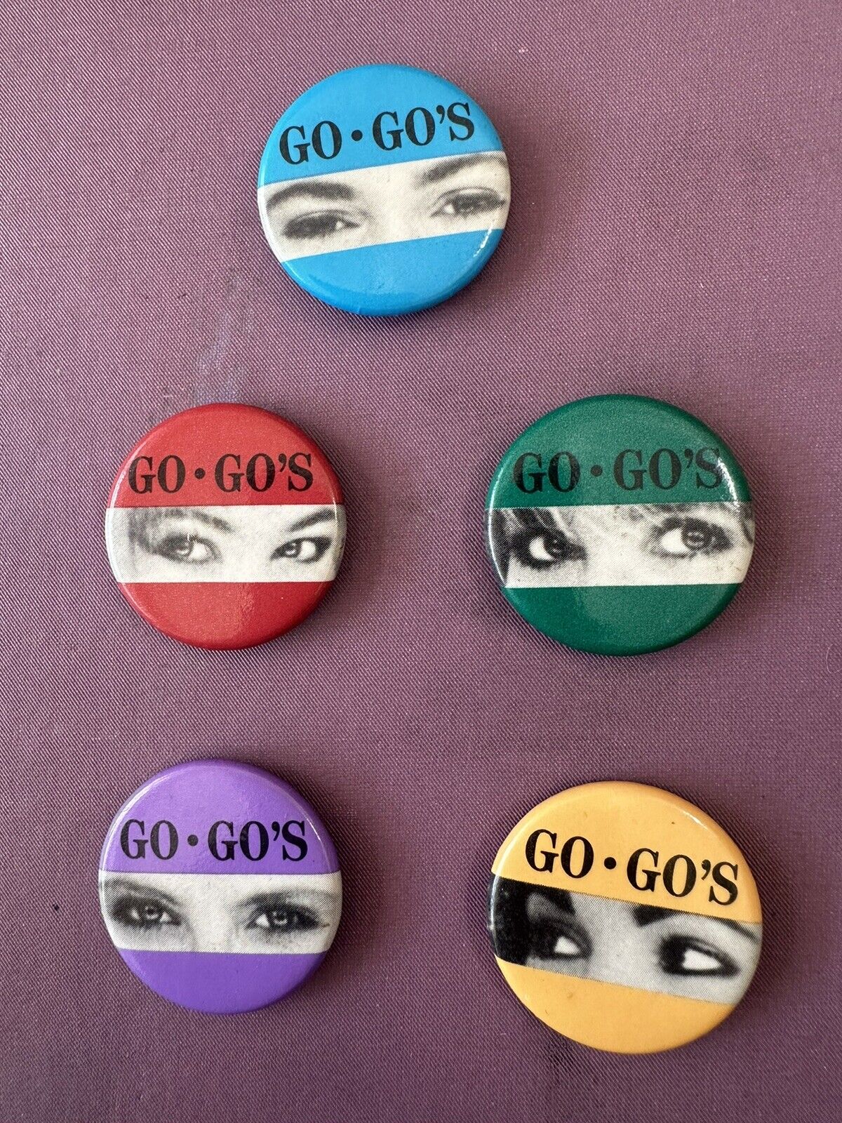 Vintage 1980s The GO-GOs band badge pin button lot