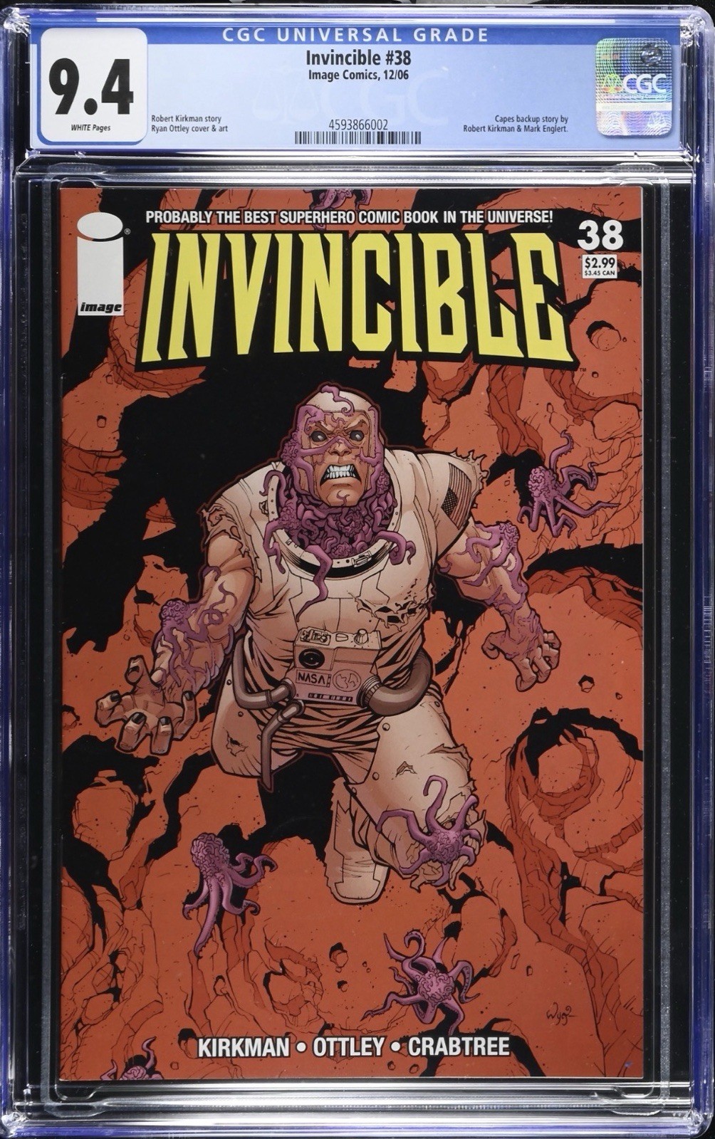 Invincible #38 CGC 9.4 White Pages 2006 Image Comics Robert Kirkman Ryan Ottley Invincible #38 CGC 9.4 White Pages 2006 Image Comics Robert Kirkman Ryan Ottley