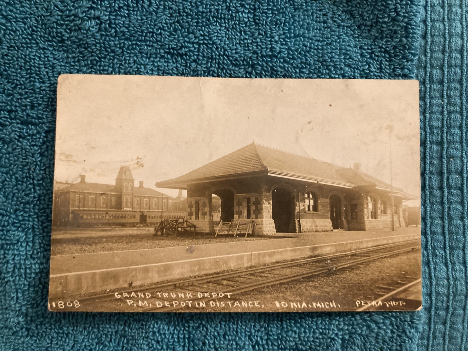 RPPC Ionia Michigan Grand Trunk RR Depot Posted Greenville Mi 1911 Pesha Photo