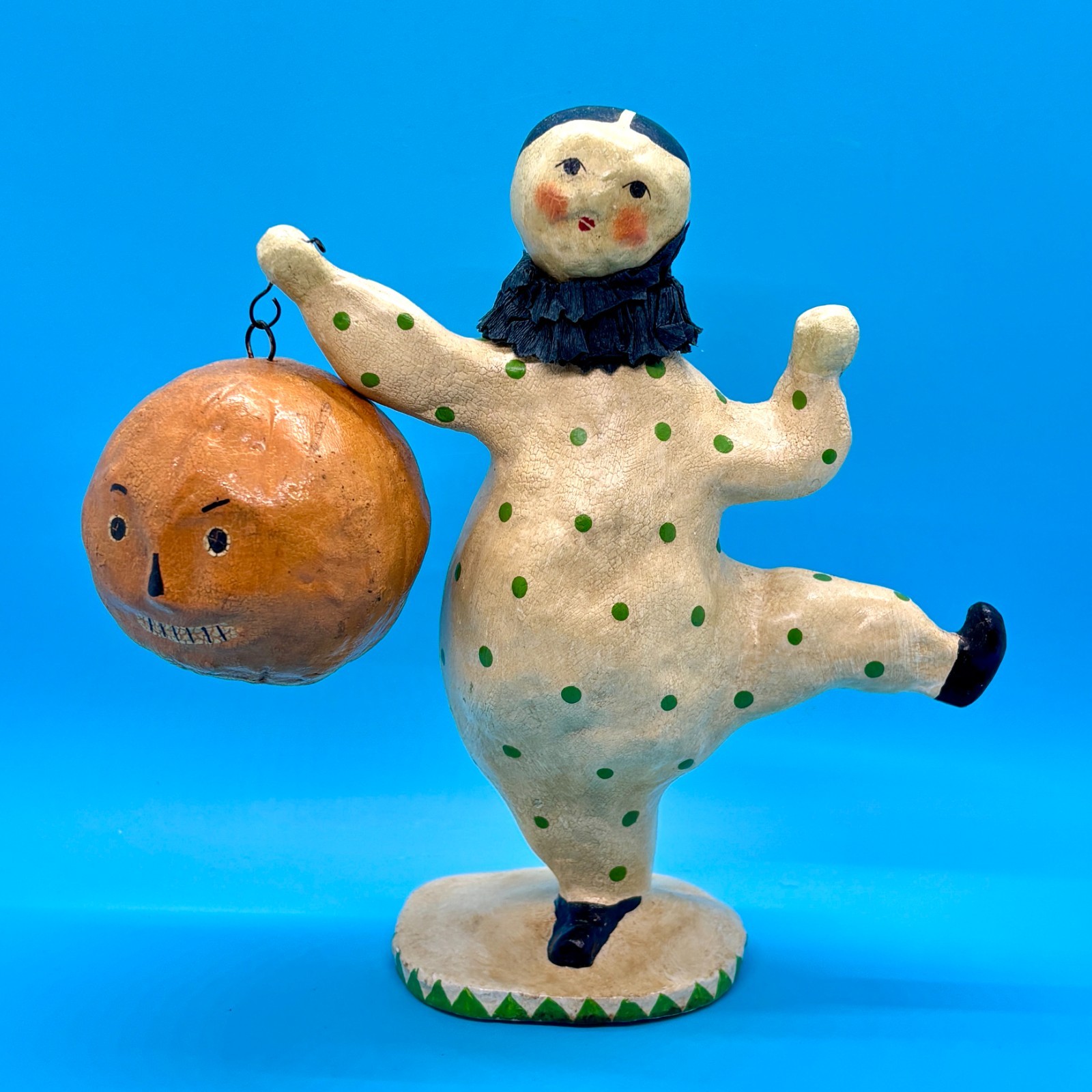 2004 Nicol Sayre Paper Mache Clown Holding Jack O’Lantern Pumpkin – EUC 2004 Nicol Sayre Paper Mache Clown Holding Jack O’Lantern Pumpkin – EUC