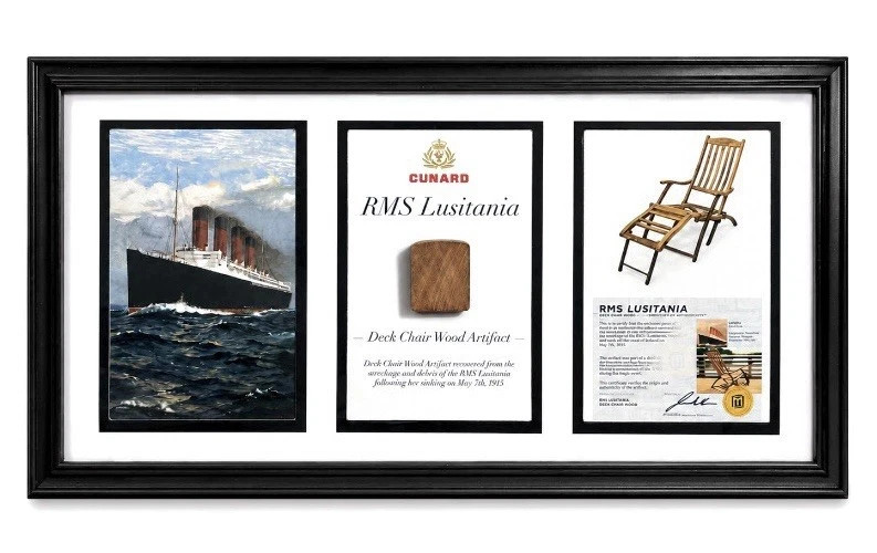 Lusitania Deck Chair Artifact | Framed Display | 15x8 | Wreck Artifact | w/ COA