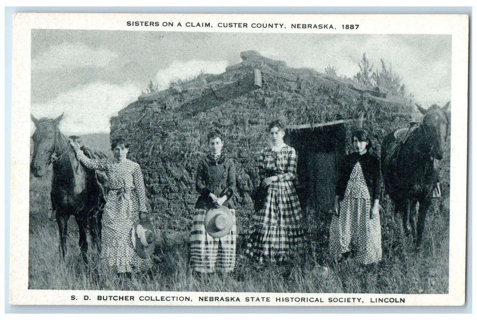 c1940's Sisters On A Claim Custer County Nebraska NE Historical Society Postcard