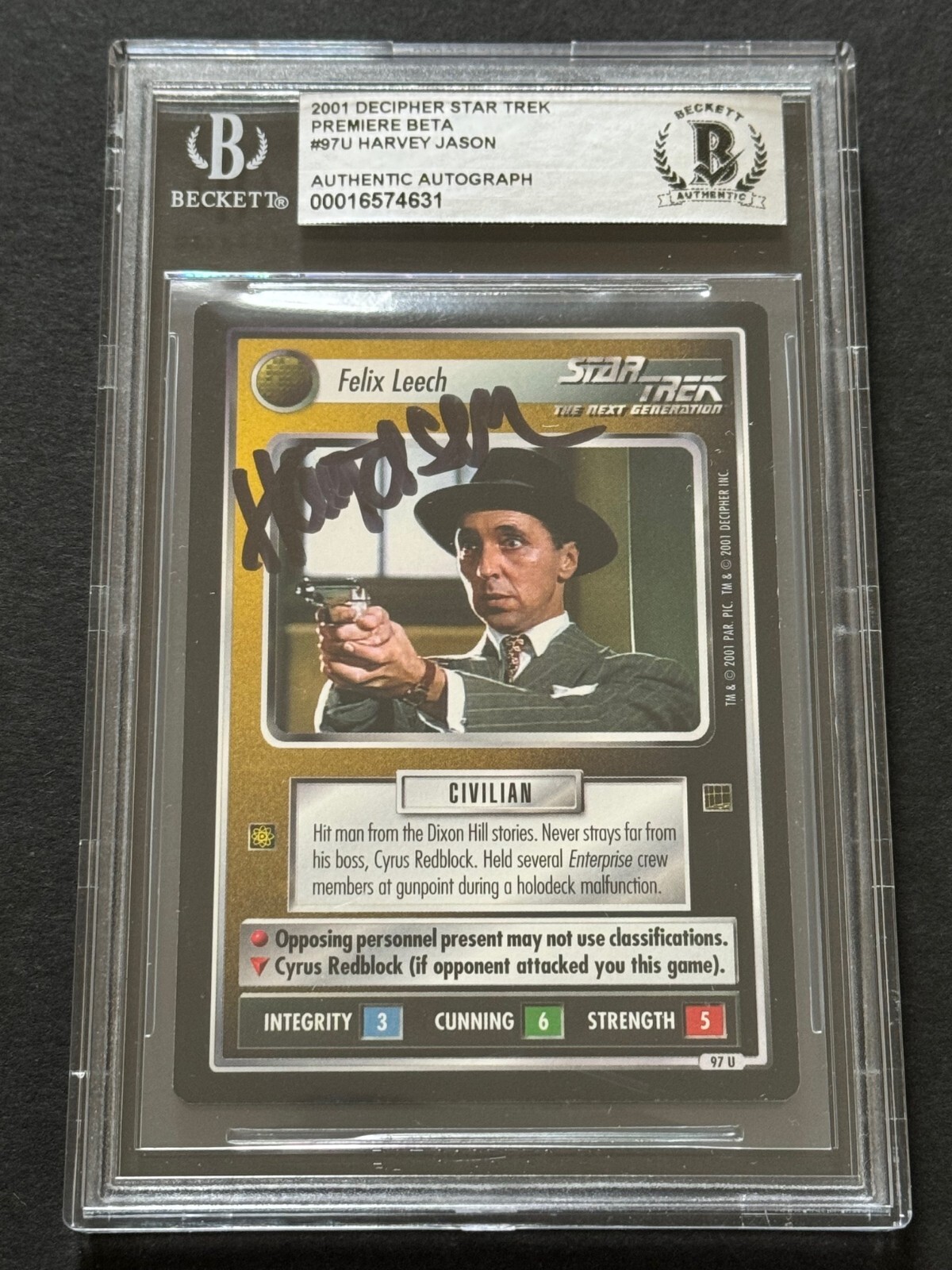 HARVEY JASON Signed Decipher Star Trek CCG Card Auto Beckett BAS Slabbed Felix HARVEY JASON Signed Decipher Star Trek CCG Card Auto Beckett BAS Slabbed Felix
