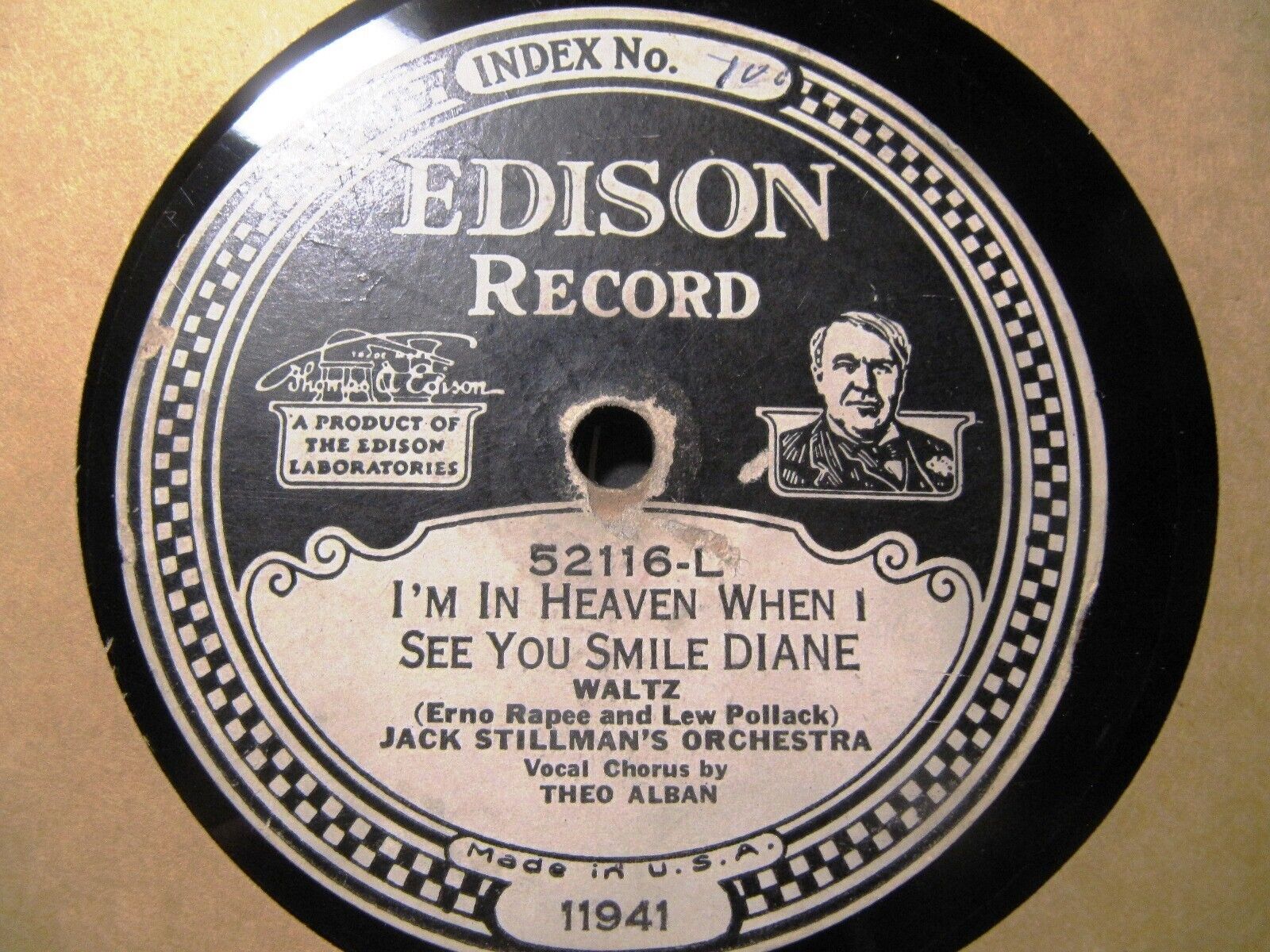 1927 Electric EDISON DD 52116 Jack Stillman\'s Or Diane I\'M IN HEAVEN you smile