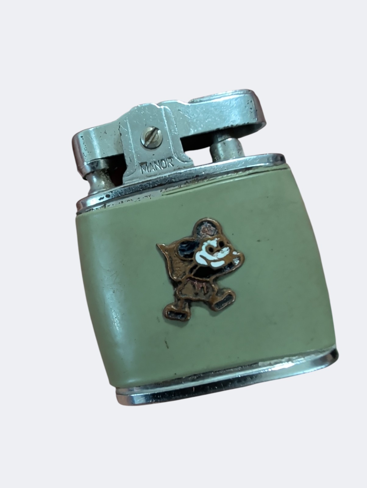 Vintage Manor Japan Mouse Character Lighter Green Enamel Novelty Mid Century