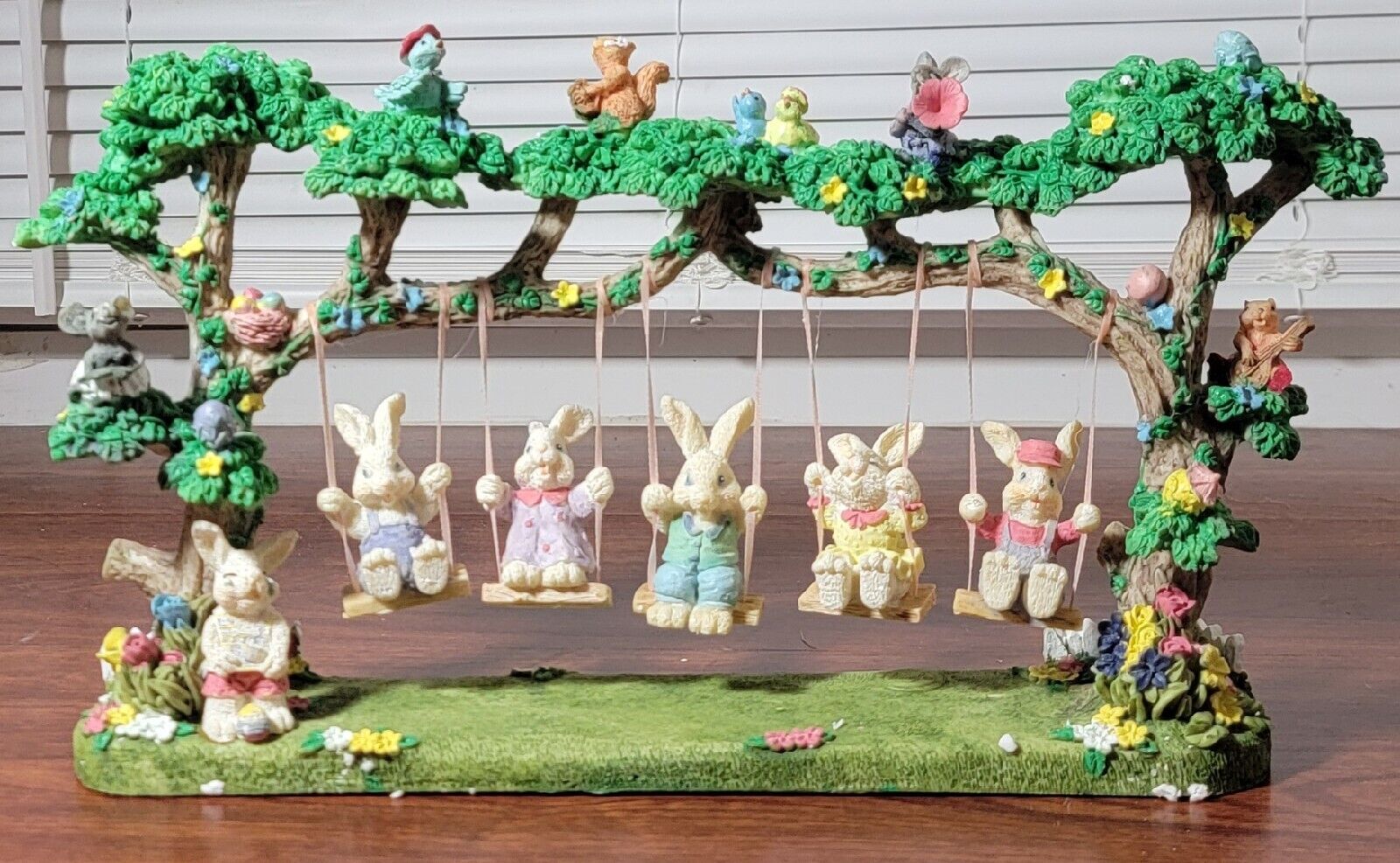 Vintage Jaimy Designed Easter Bunny Family on a Swing.