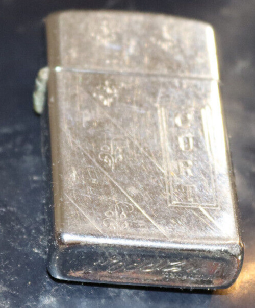 Vintage Zippo Lighter Pinstriped Lined 1960s Full Size Initialed