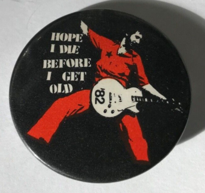 Vintage 1982 PETE TOWNSHEND button THE WHO band promo pin 1.75” badge