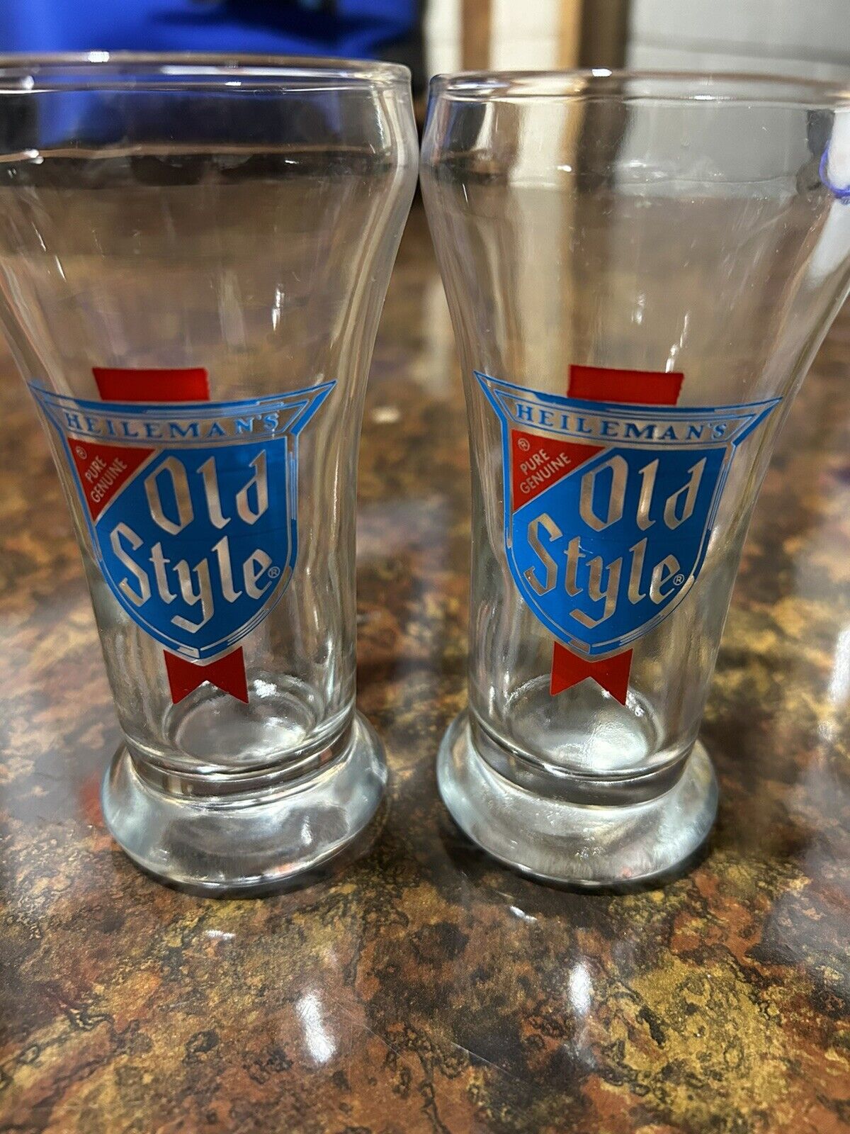 2 Vintage Old Style Beer Glasses