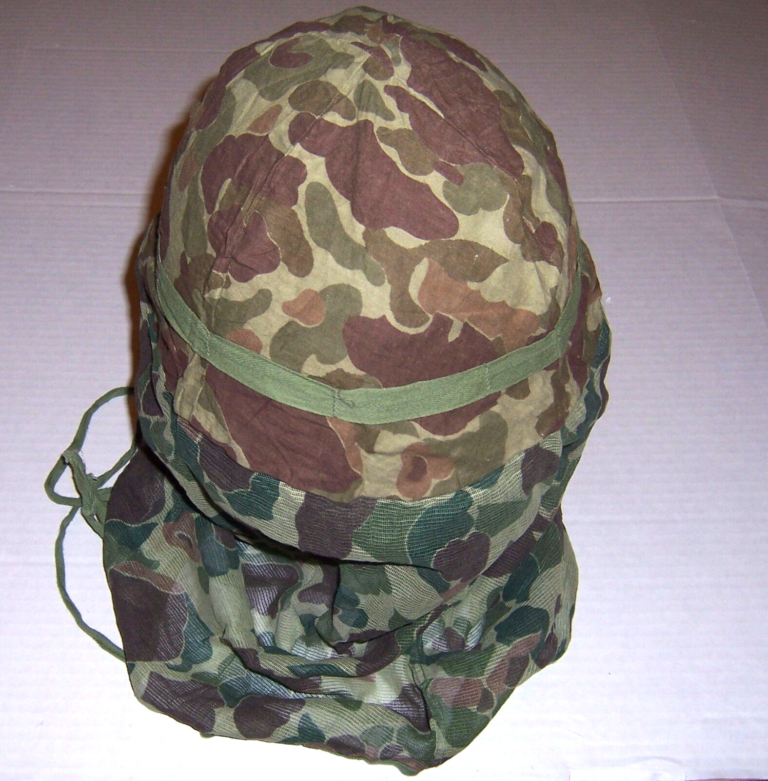 Camo helmet & face cover WWII US military genuine mosquito net world war 2 Camo helmet & face cover WWII US military genuine mosquito net world war 2