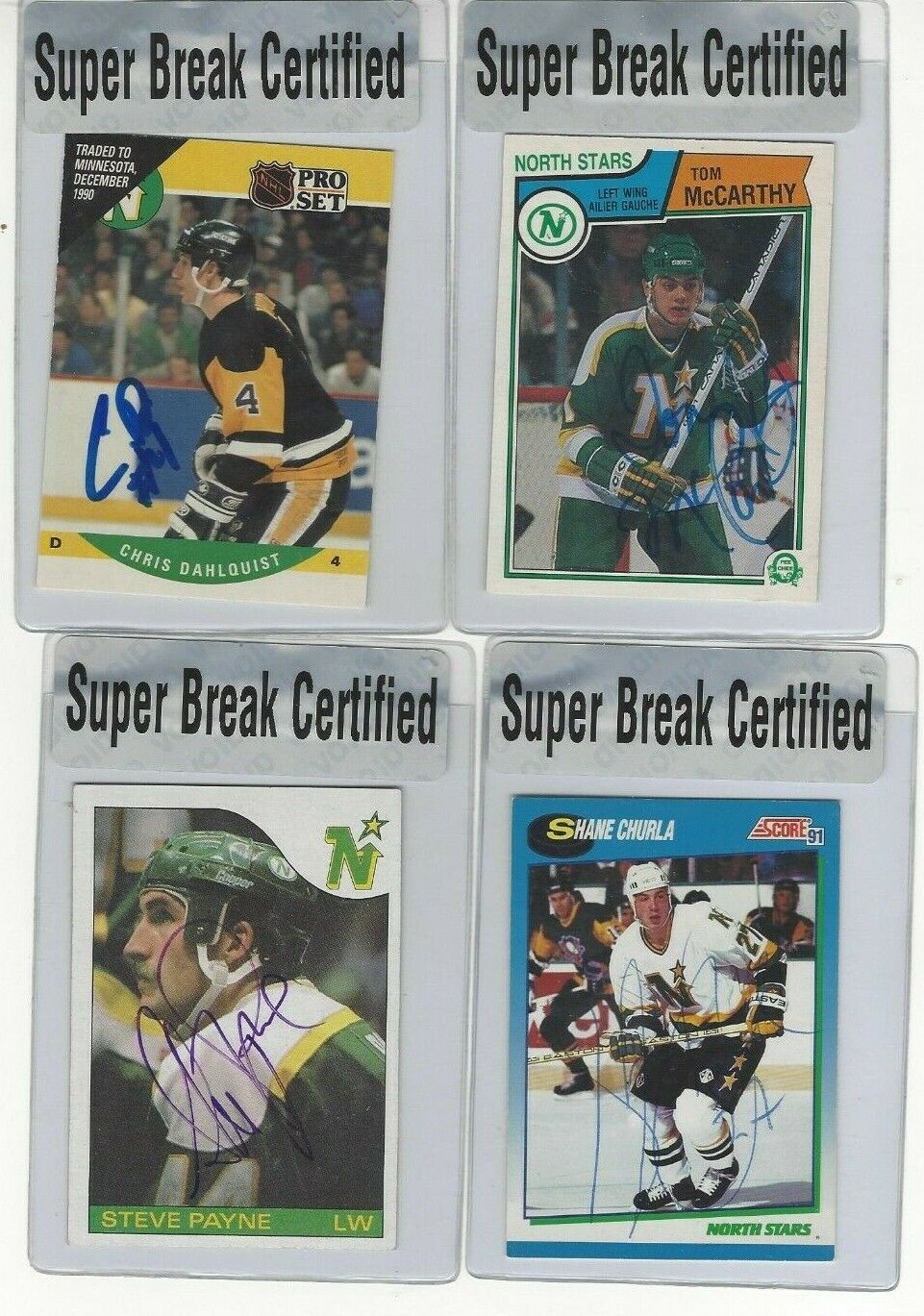  1991-92 Score #542 Shane Churla Signed Super Break Certified Minnesota