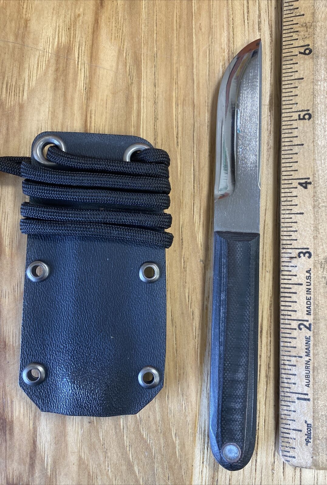 Custom Handmade Neck Knife 6.5” Micarta Handle Hard Sheath Unsigned