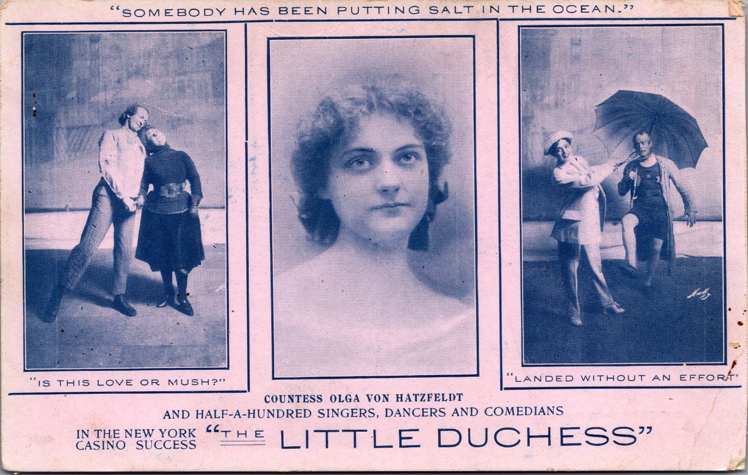 Countess Olga von Hatzfeldt The Little Duchess Musical Play Postcard c1901
