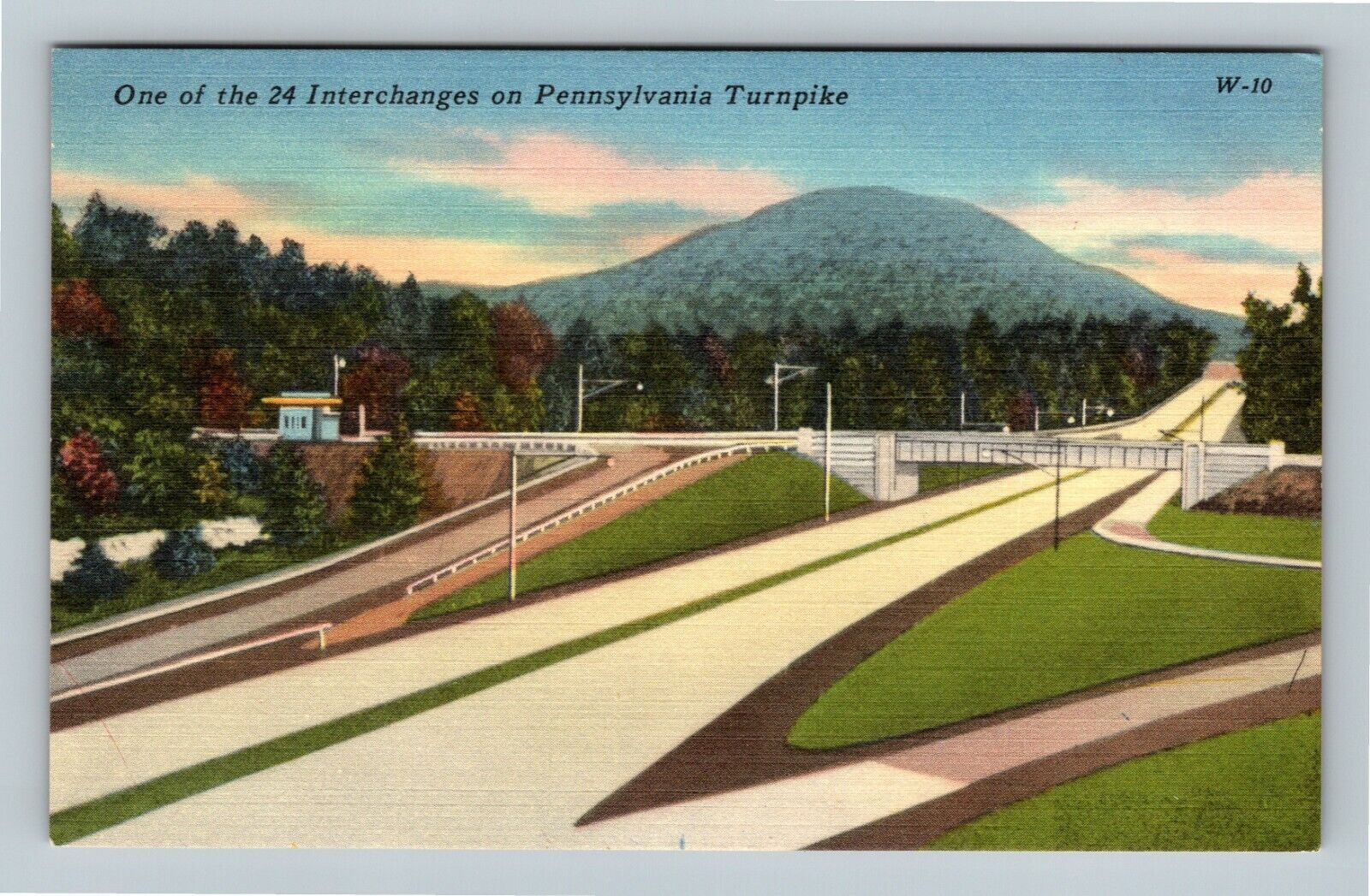 Turnpike PA, One 24 Interchanges, Pennsylvania Vintage Postcard