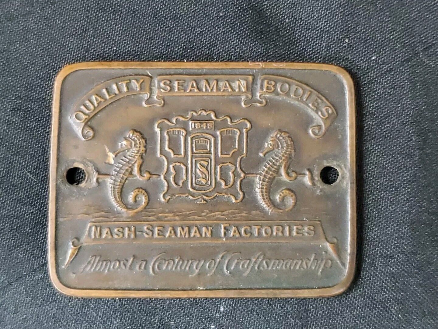 Antique Car Brass Plate Quality Seaman Bodies Nash Seaman Factories  EXCELLENT