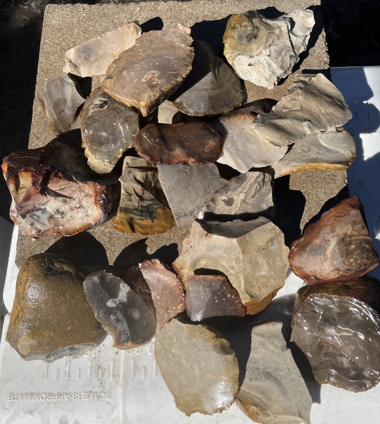 Heat Treated Variety Texas Chert/Flint spalls @ 4”-6”—-5 lbs. —-GLOSSY COLORS