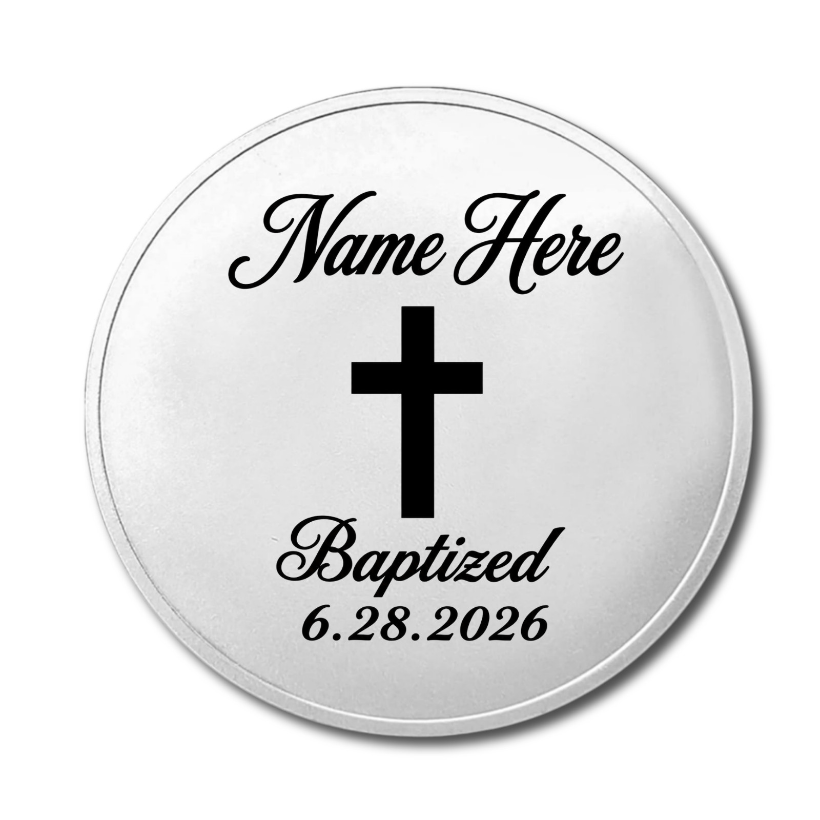 Custom Laser Engraved Baptism Coin Name + Date Religious Keepsake Godparent Gift