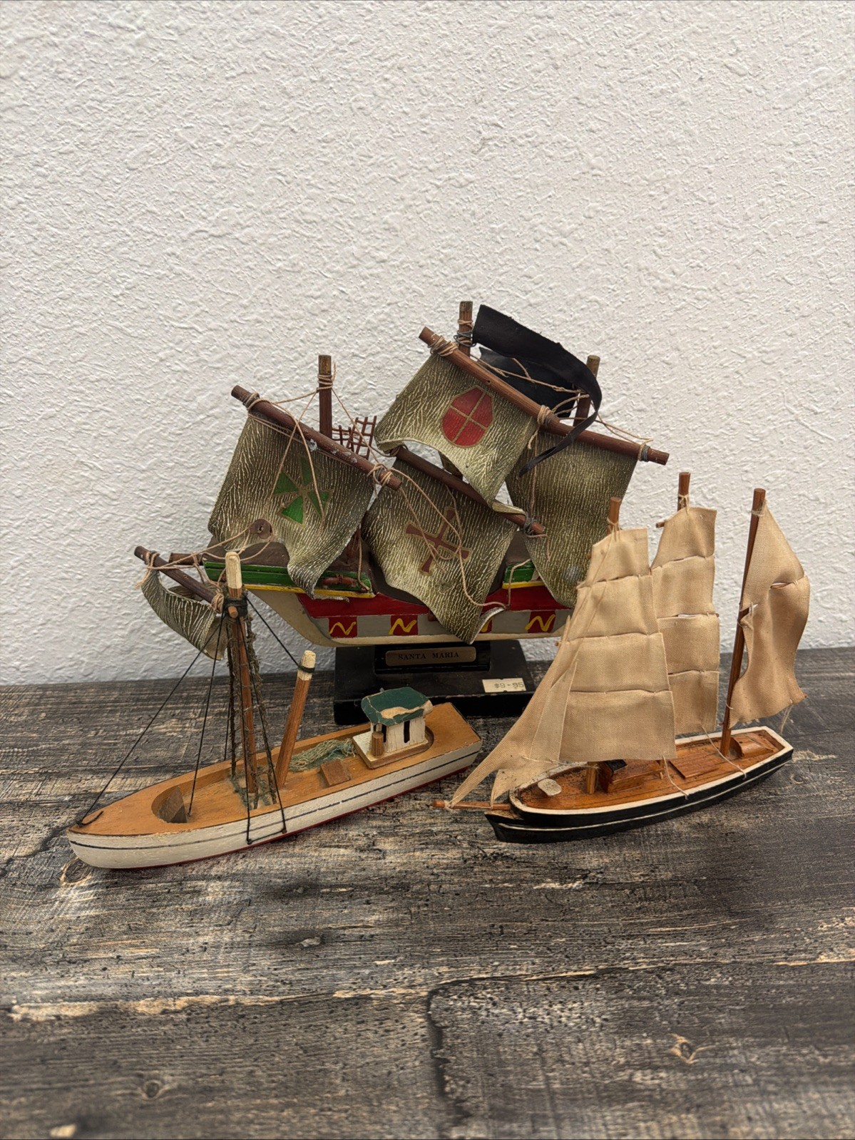 Vintage Wooden Sailboat Santa Maria Model — Nautical Decor Vintage Wooden Sailboat Santa Maria Model — Nautical Decor