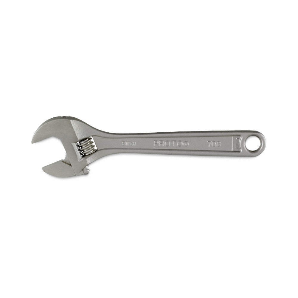 PROTO J708LA Adjustable Wrench,Ergonomic,Satin Chrome 783A62