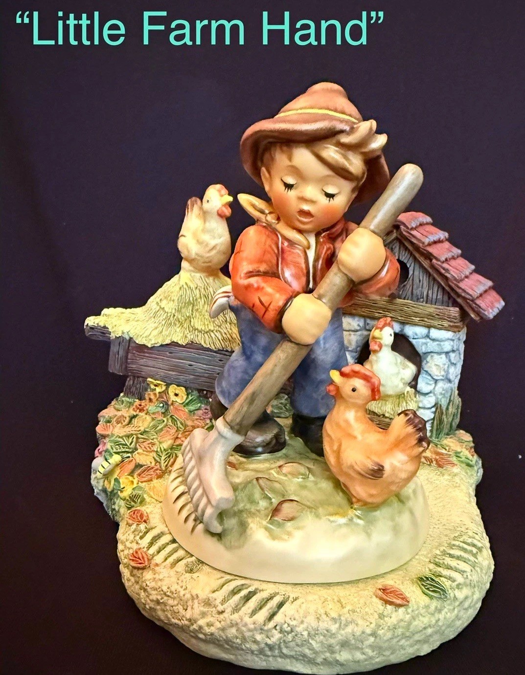 Goebel Hummelscapes “Little Farm Hand” Porcelain Figurine Hand Painted TMK8 Goebel Hummelscapes “Little Farm Hand” Porcelain Figurine Hand Painted TMK8