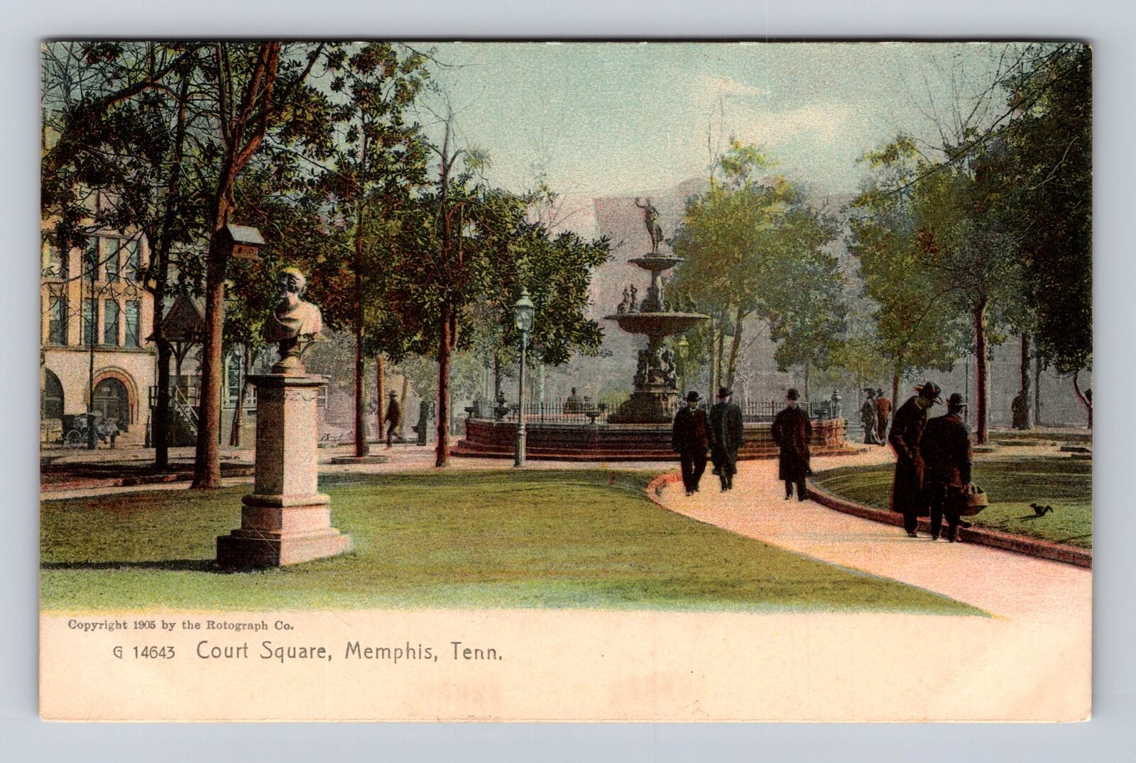 Memphis TN-Tennessee, Court Square, Antique, Vintage Postcard
